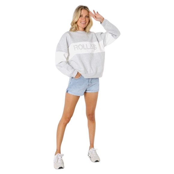 ROLLA'S Tops - NWT Rollas Split Logo Sweater Grey Marle Size 14/XL